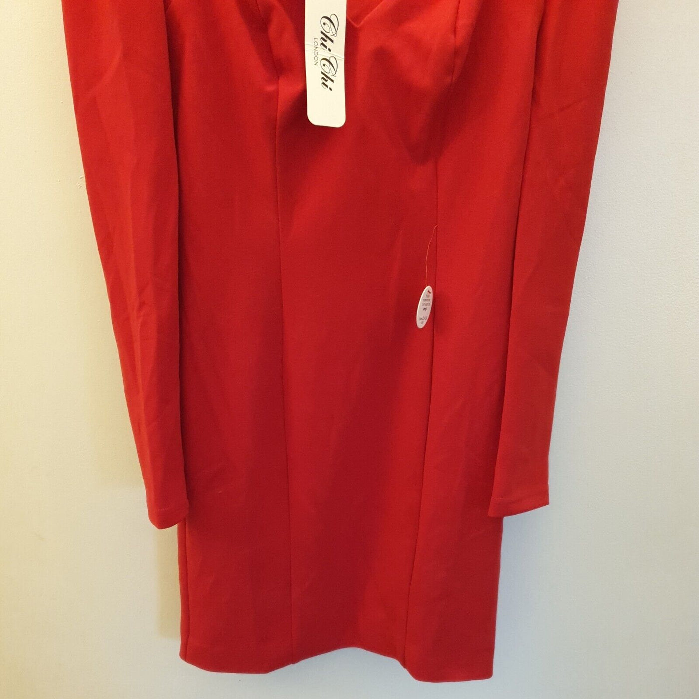 Chi Chi London Bodycon Party Dress With Long Sleeve Red UK Size 10****Ref V387