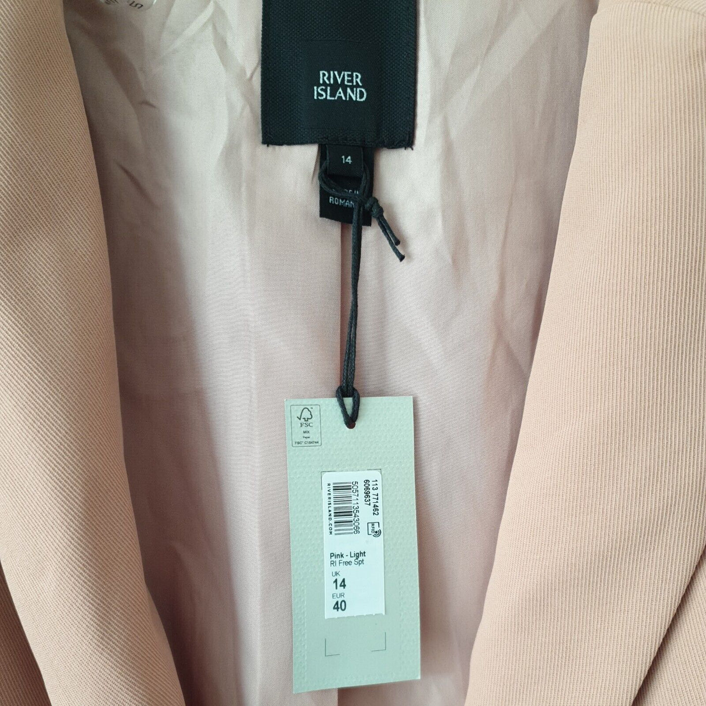 River Island Light Pink Blazer Jacket Uk14****Ref V282