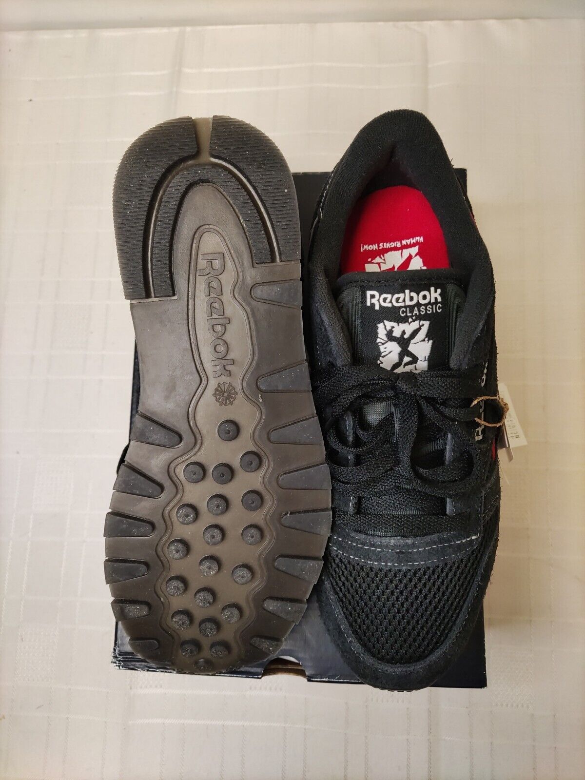 Reebok CL Leather Black/Red-Green GY0707 Men's UK 6 . ****Ref VS1