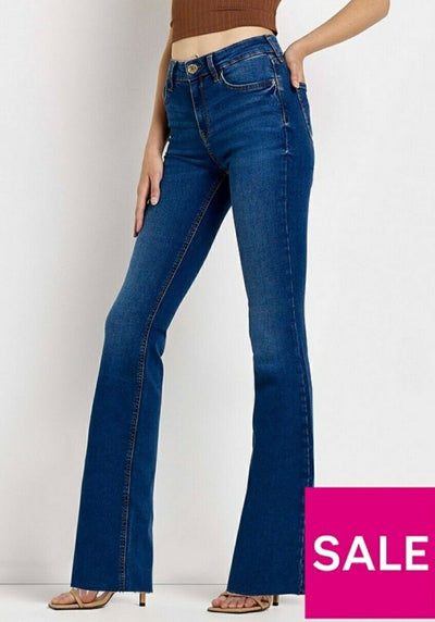 River Island Petite Mid Rise Flare Vanity Jeans Uk Petite 10****Ref V540