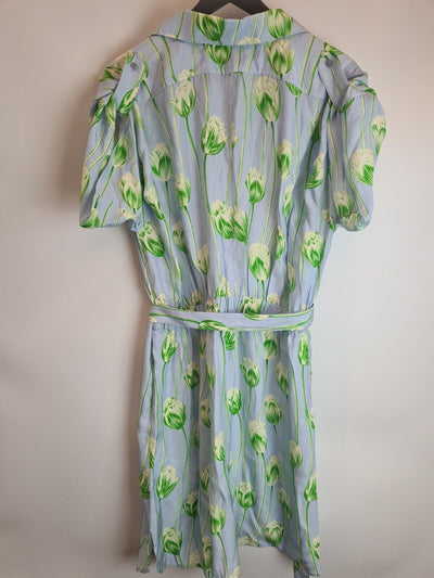 Kenzo Printed Shirting Waisted Dress Size 38/ UK S**** V149