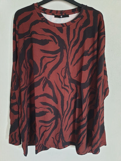 Womens Zebra Print Top Long Sleeve Uk22****Ref V412