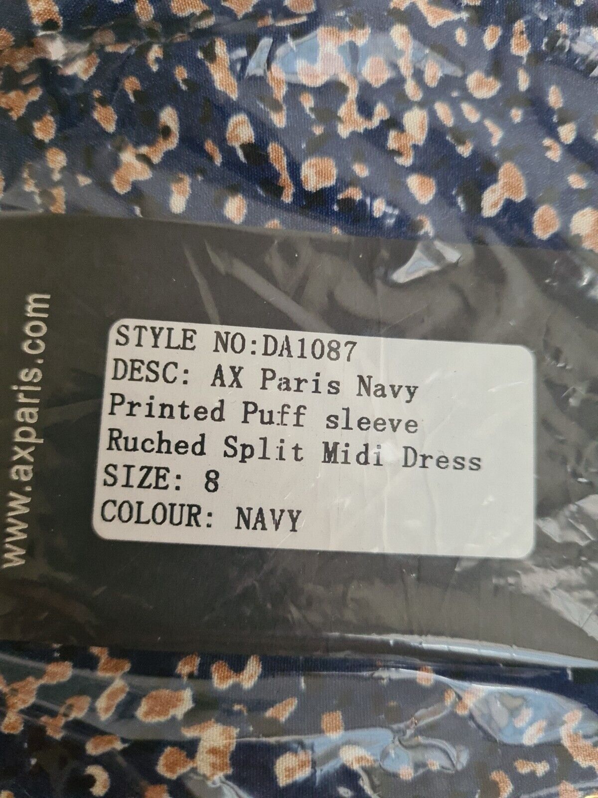 AX PARIS Navy Printed Split Leg Midi Dress Size 8 **** V496