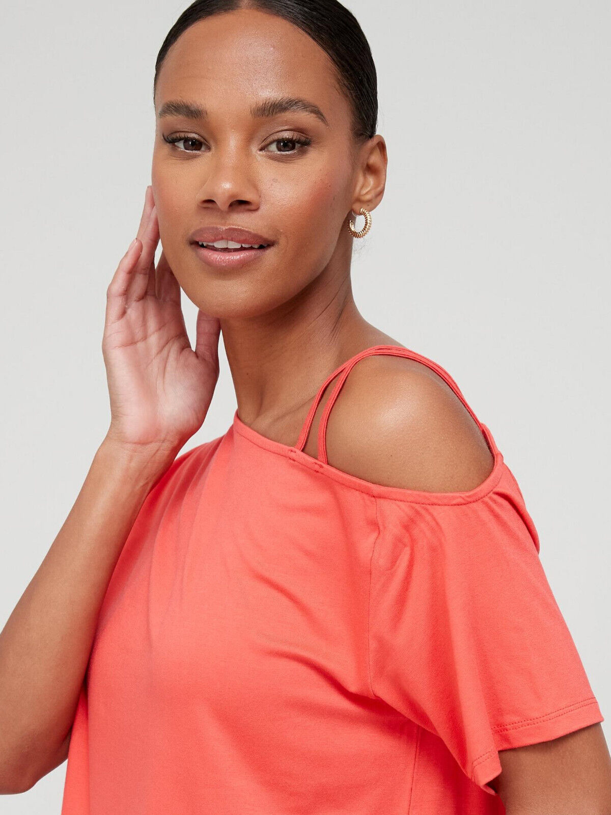 Coral Off The Shoulder Strap Detail Top Size 18 **** V497