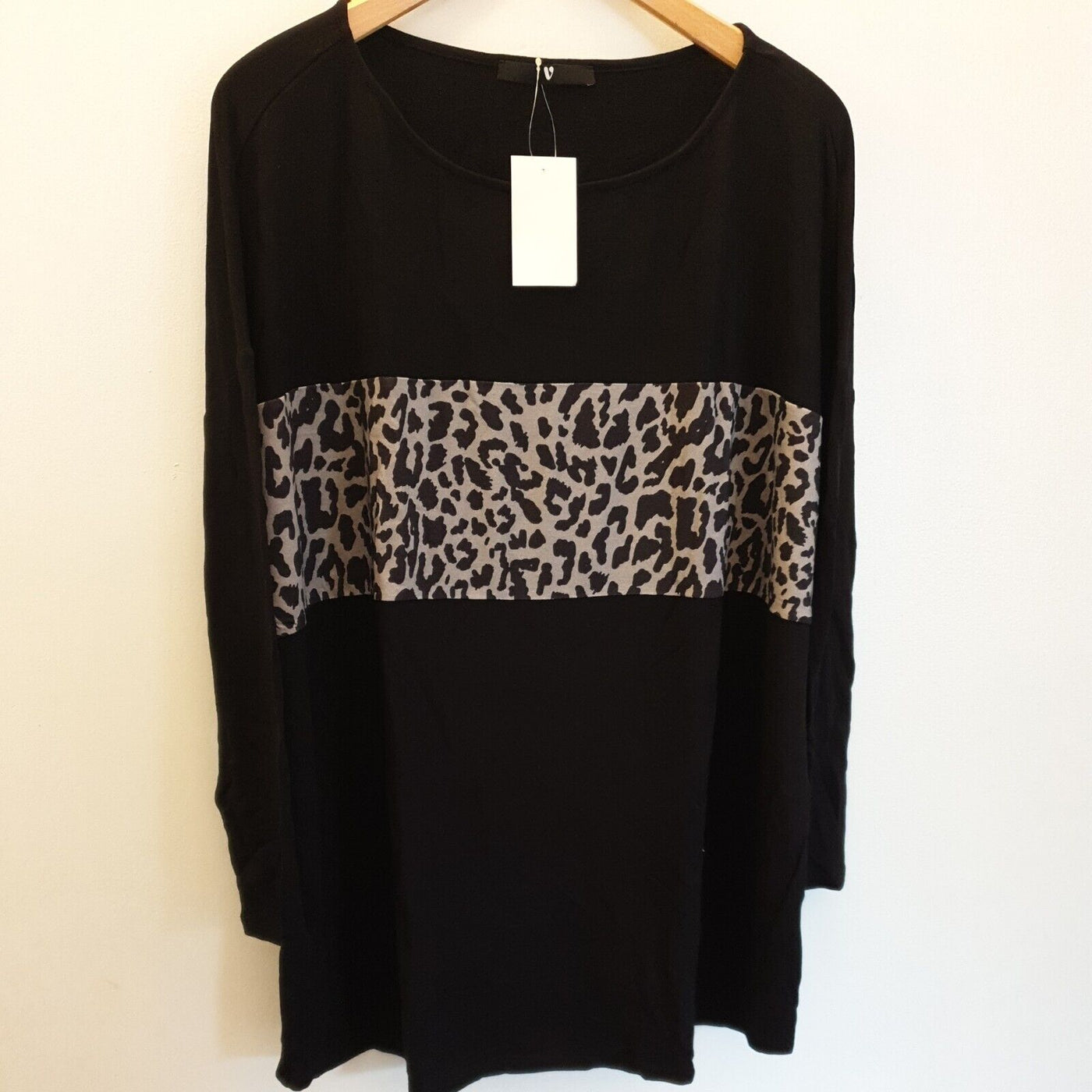 Womens Black/Grey Mono Print Top UK Size 14 ****Ref V459