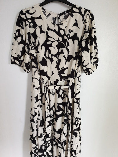 Mono Print Midi Dress Black/White Uk 18  ****Ref V526