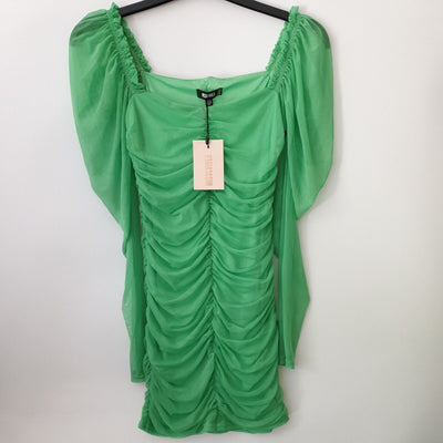 Missguided Dress Mesh Ruched Green UK 12 ****Ref V348
