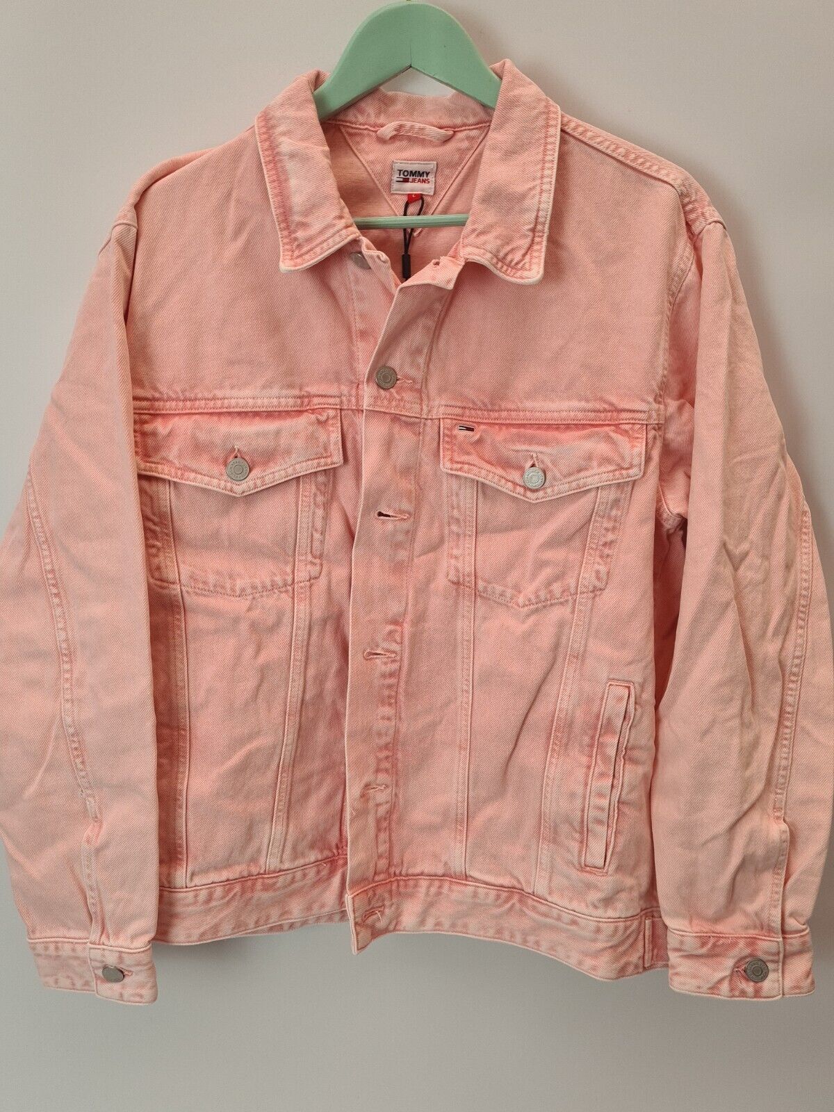 Tommy Jeans Oversized Pink Trucker Jacket Womens Size UK XXSmall **** V75