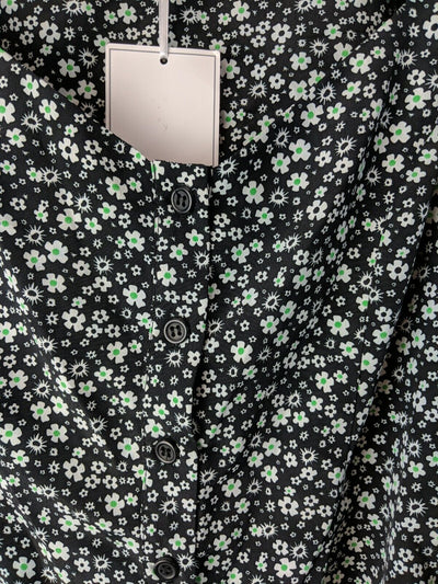 Michelle Keegan Sweetheart Printed Blouse Black Floral Size 10 **** V26