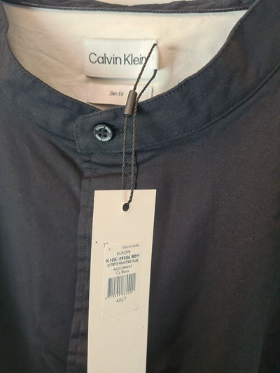 Calvin Klein BT Stretch Poplin Stand Collar Shirt Slim Fit Size UK 4XL **** V29