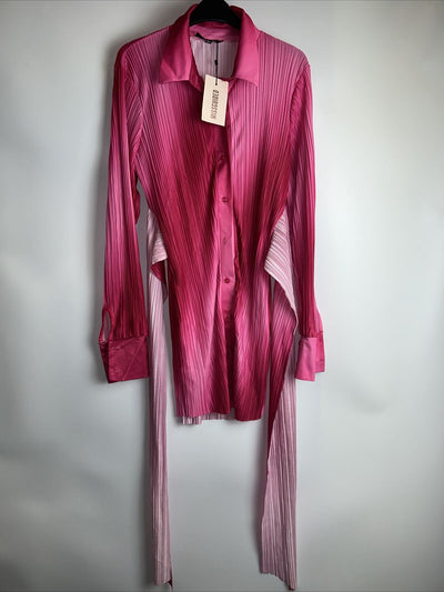 Missguided Tie Waist Shirt Dress Ombre Pink Size UK 10 **** V88