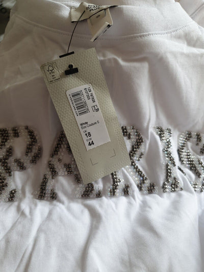 River Island Paris Beaded White Tshirt Uk18****Ref V555