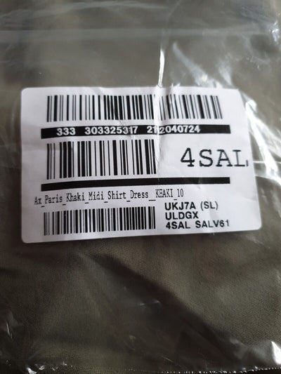 AX Paris Khaki Midi Shirt Dress Size 10****Ref V364
