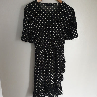 Angel Sleeve Frill Skirt Mini Polka-dot Uk14****Ref V359