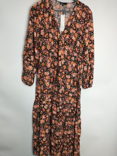 Nobodys Child Autumnal Floral Florence Midi Dress Size UK 8 **** V146