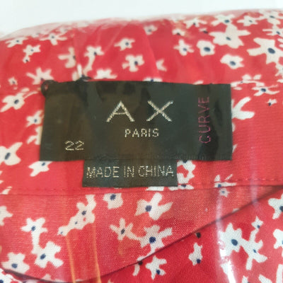 AX Paris Curve Red Ditsy Midi Shirt Dress Size 22****Ref V474