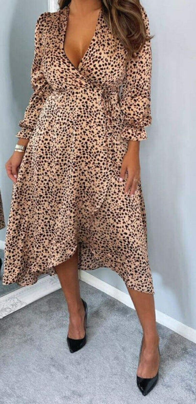 ax paris animal print Wrap Midi dress UK 10.