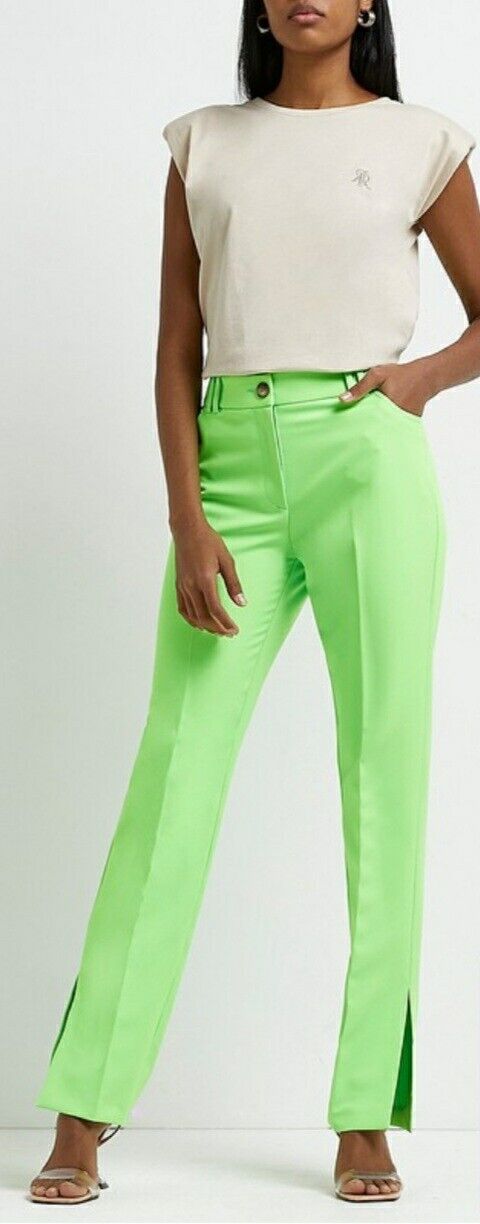 River Island Split Flare Trouser Green Uk12****Ref V434