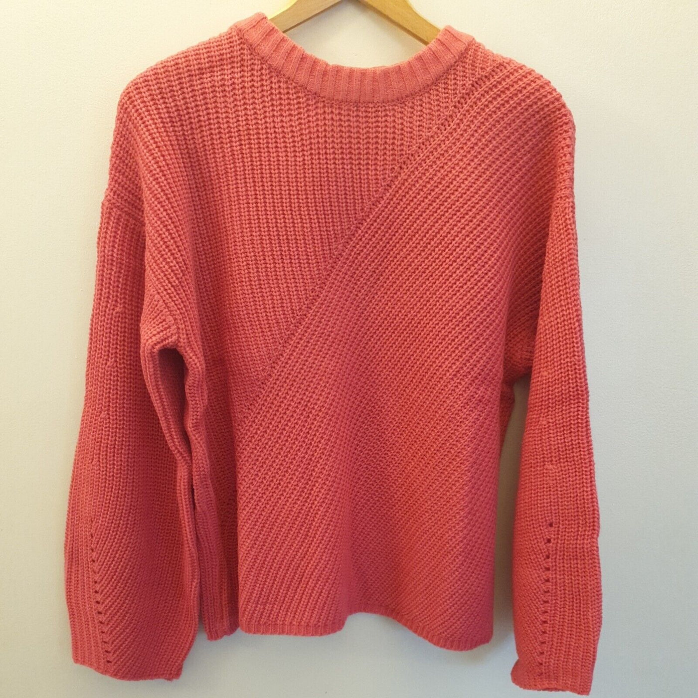 Knitted Button Back Ribbed Jumper Bright Pink Uk12****Ref V360