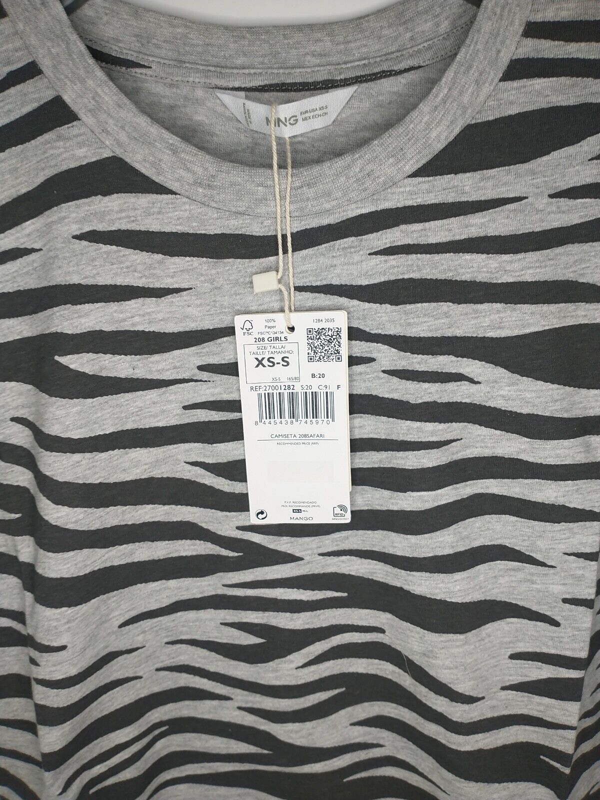 Mango Girls Zebra T-Shirt Size XS-S **** V499