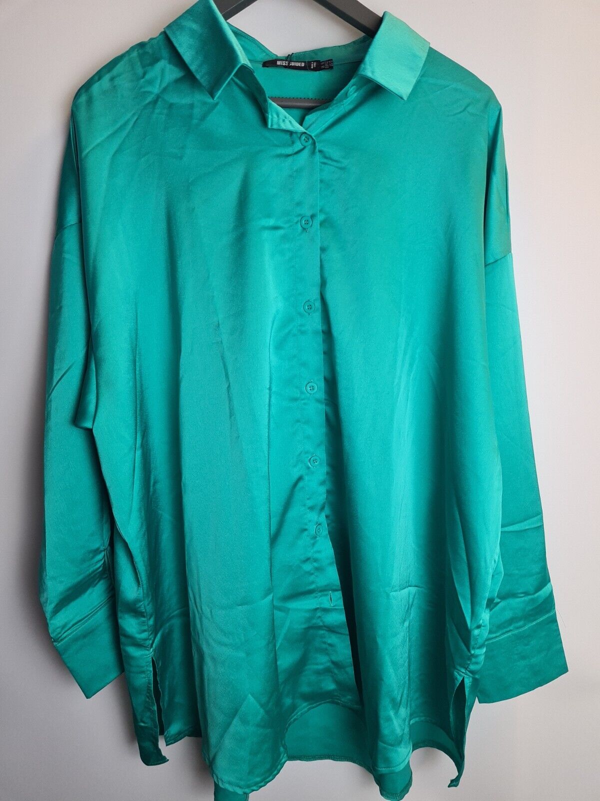 Missguided Emerald Extreme Oversized Shirt Size 12 **** V281