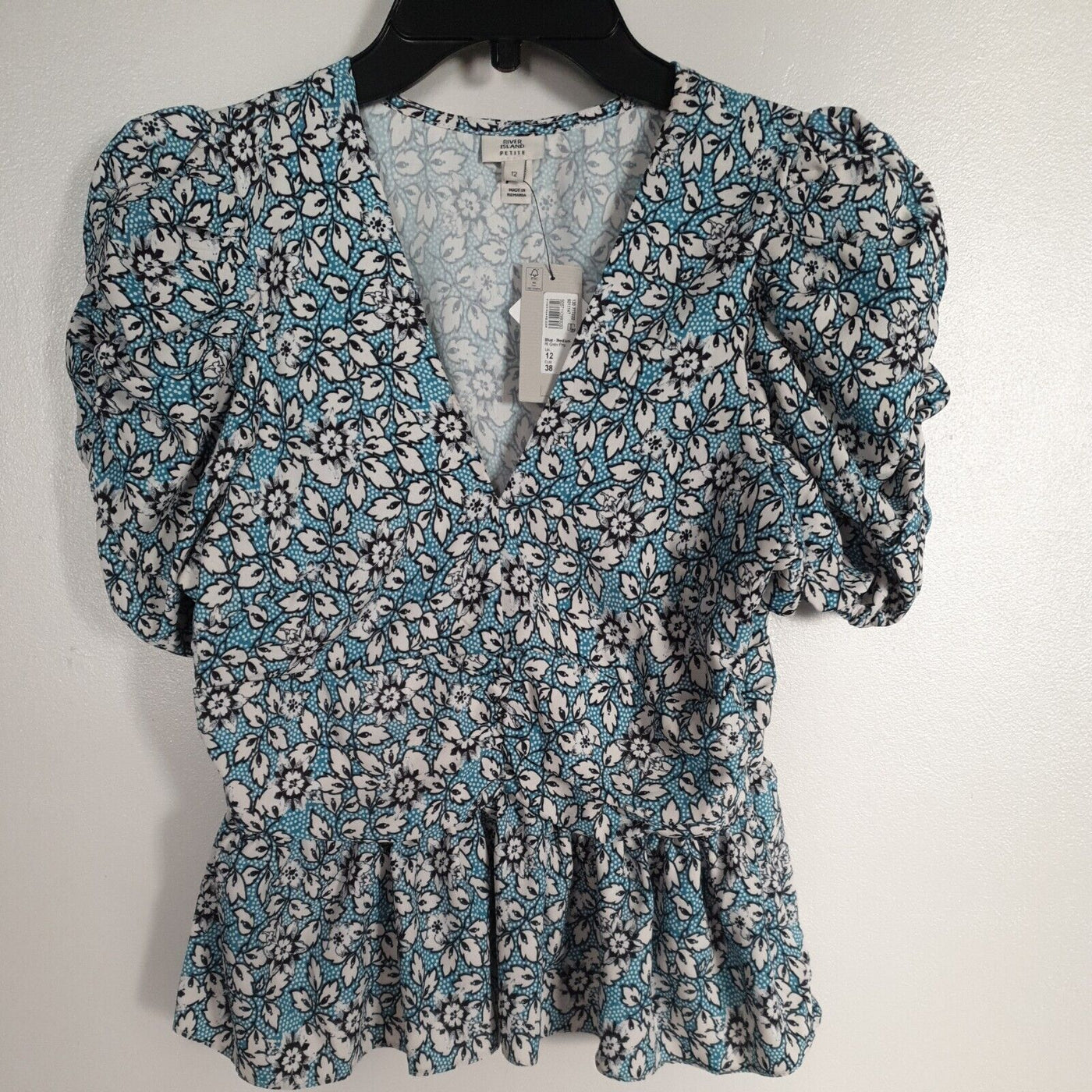 River Island Petite Blue Garden Party Top Uk12****Ref V219