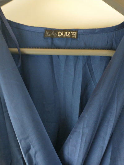 Quiz Navy Satin Wrap Maxi Dress. UK Size 12 ****Ref V30 *NT**