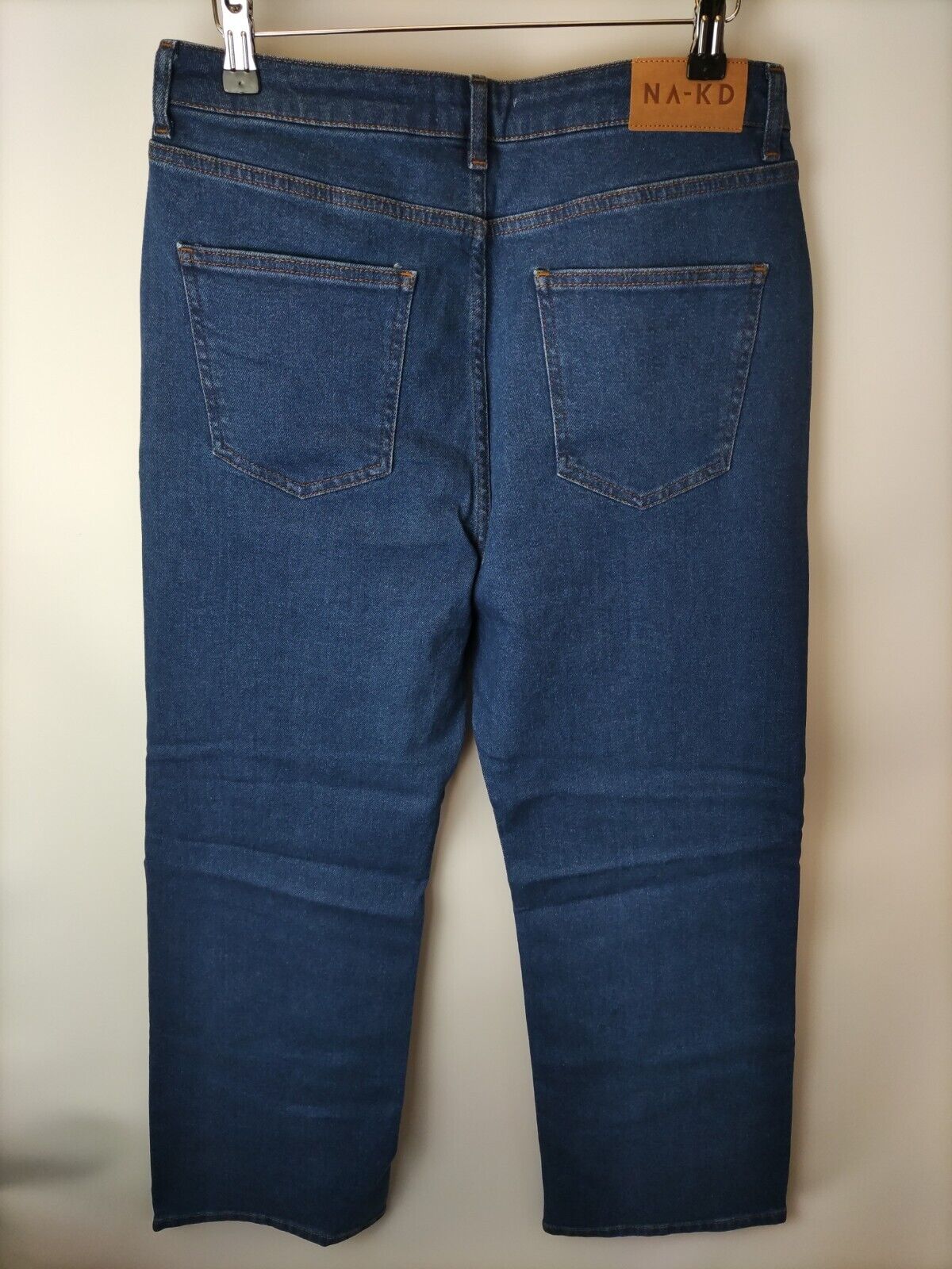 Na-kd Straight Leg High Waist Jeans. Mid Blue. UK 12. ****V115