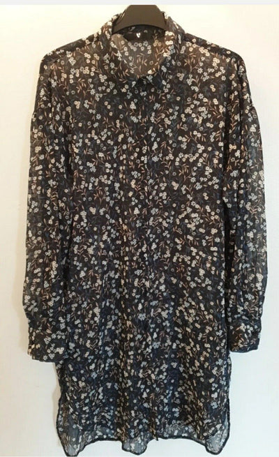 Floral Navy Print Shirt Uk8****Ref V412