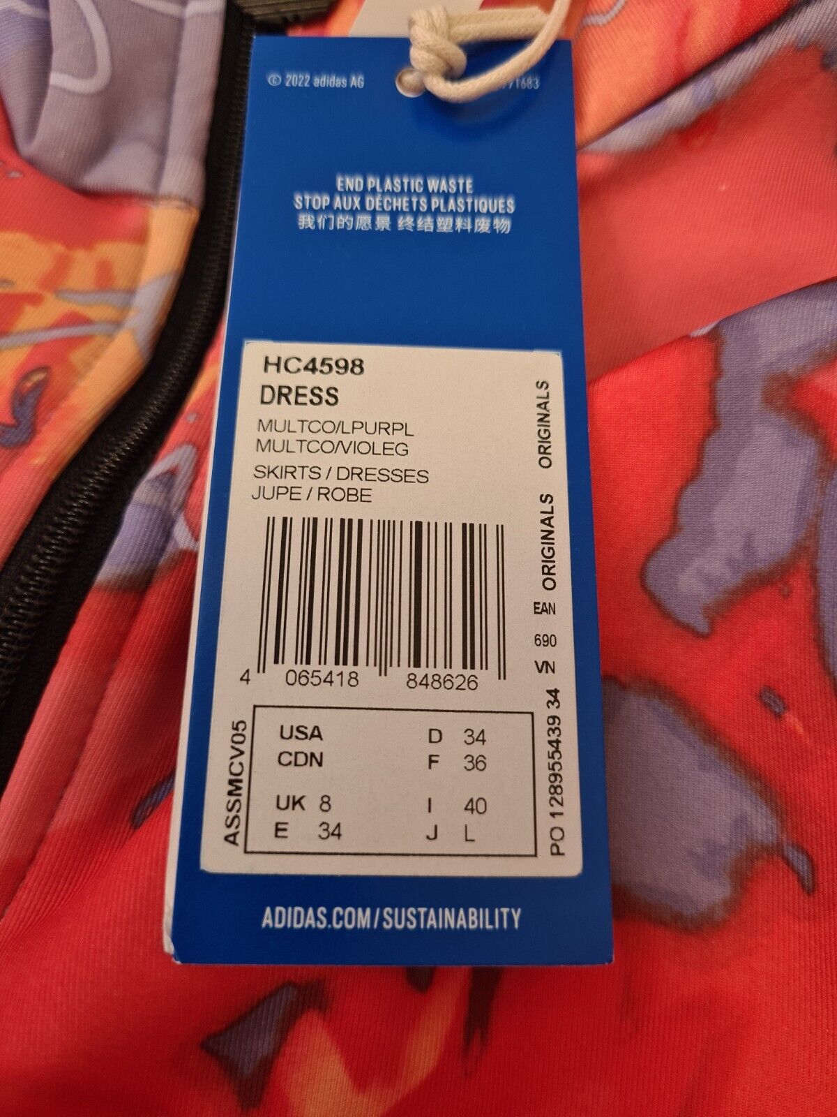 Adidas Originals Women Graphic Multicolour Dress. UK 8 **** Ref V31