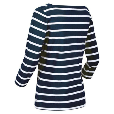 Regatta Ladies Polexia Square Neck Top Navy White Stripe Size 12.