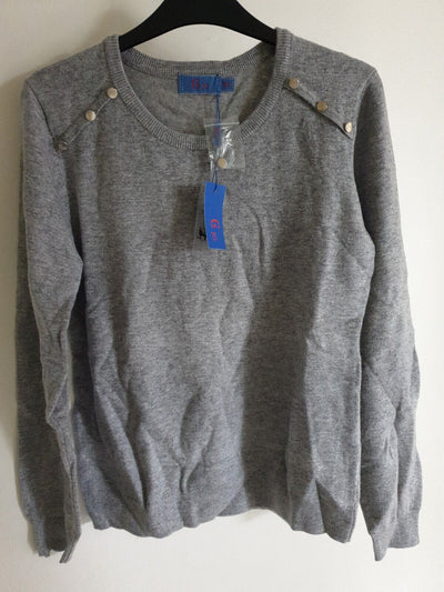 C& Jo Grey Jumper Cashmere Blend Round Neck Size T4 Ref G3