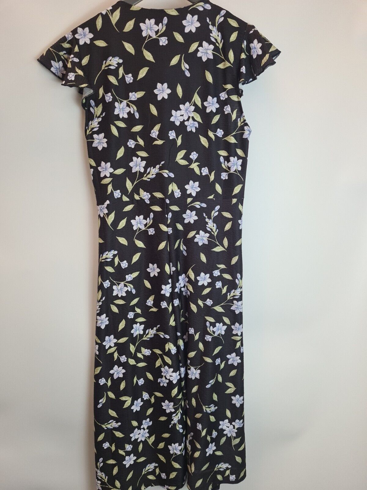 River Island Black Floral Maxi Dress Open-Tie Front Size UK 12 **** V218