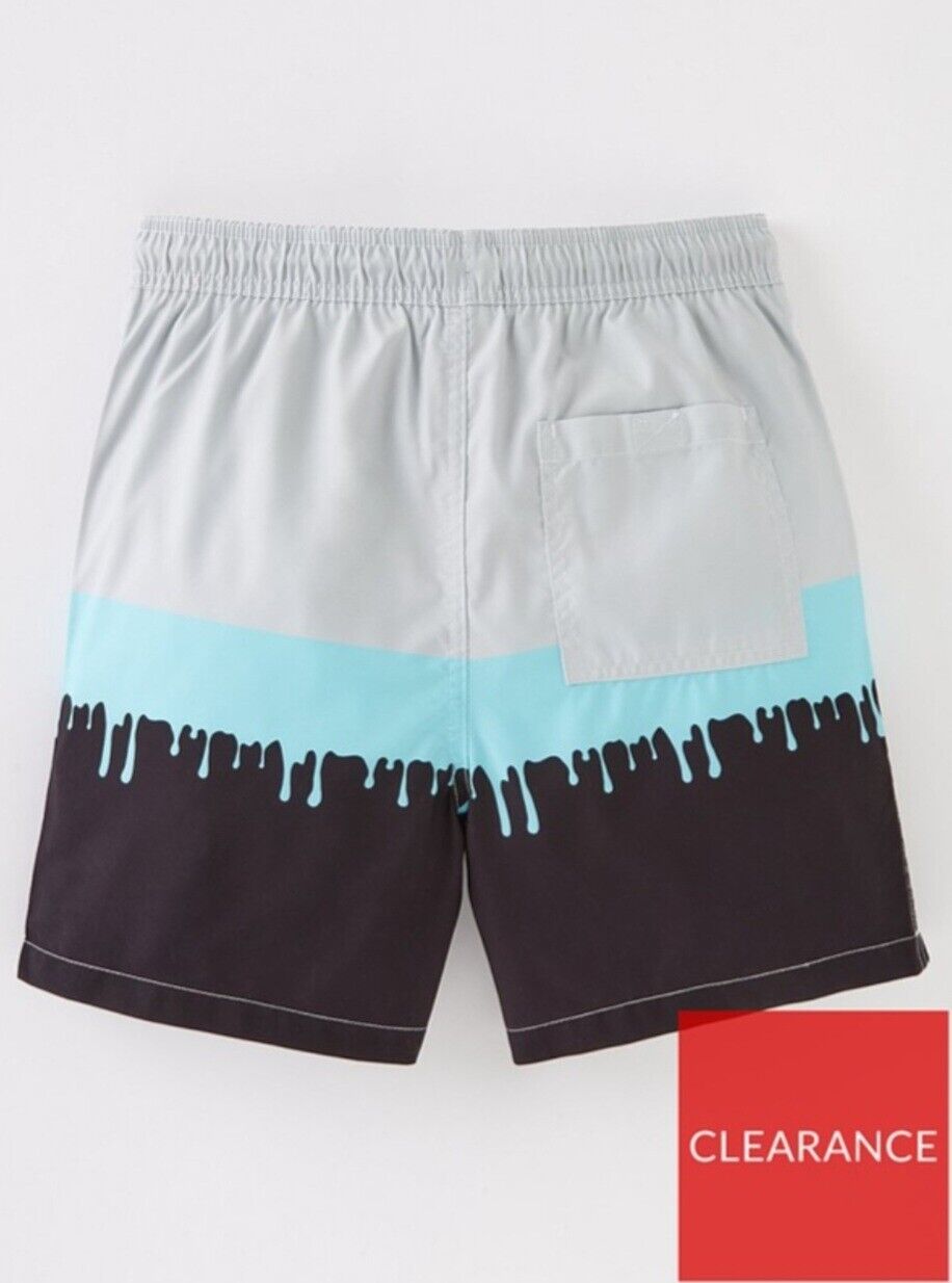 Boys 2 Pack Paint Plat And Drip Recycled Swim Shorts Size 13-14 Years **** V526