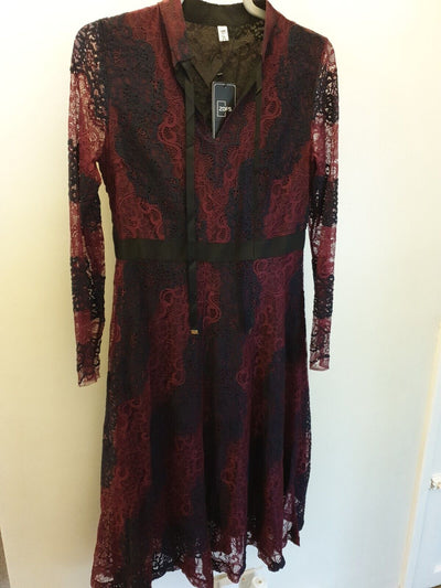 Zofs Lace Midi Dress Wine&navy Size XXL Ref W22