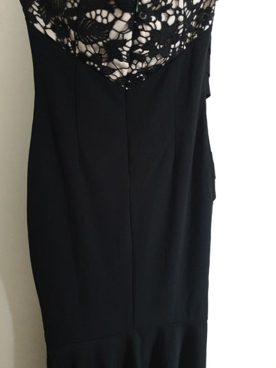 Lipsy London Black Halter Lace Maxi Uk8 Ref Mw8