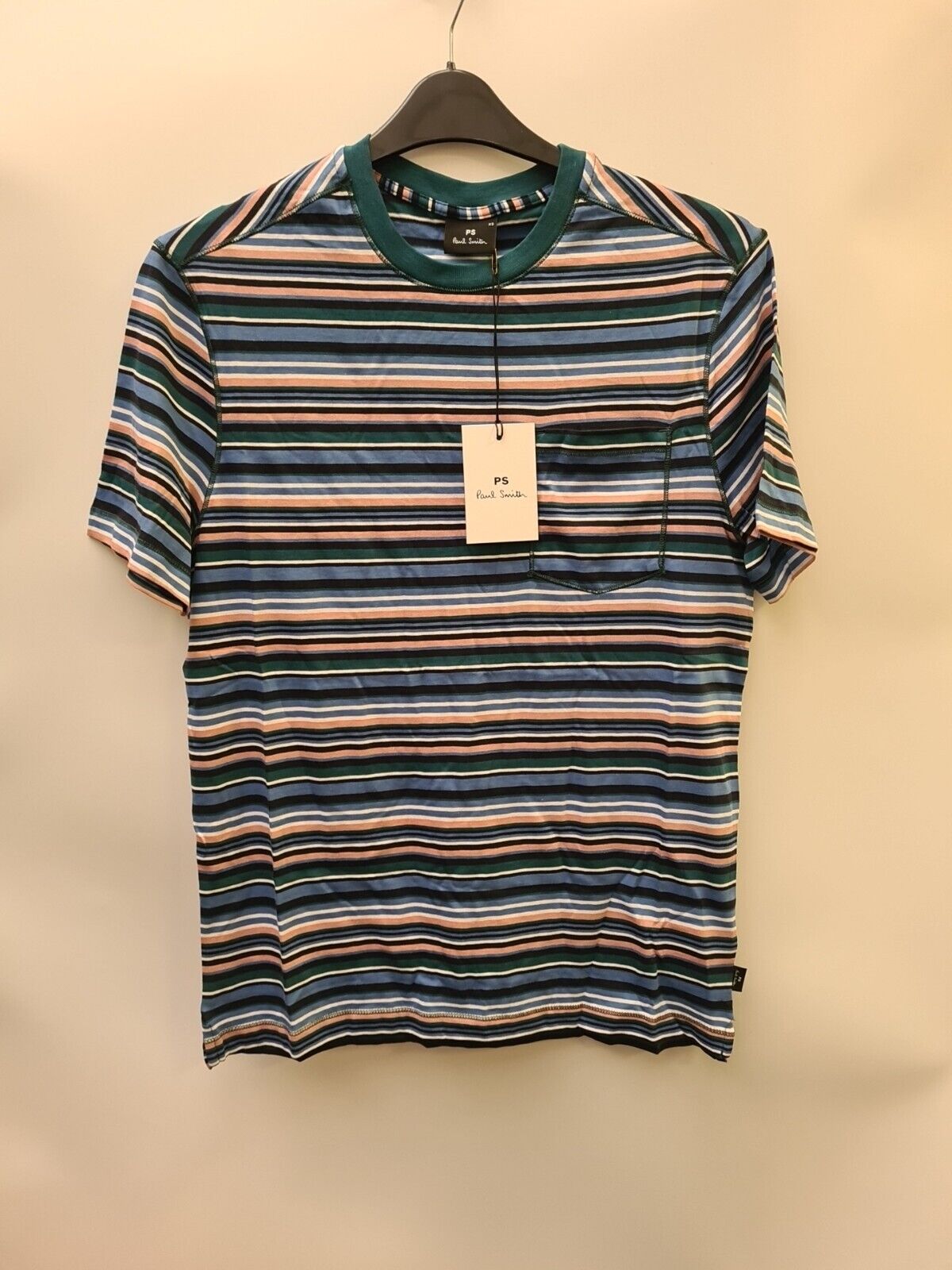 Paul Smith Mens Reg Fit T-Shirt Pkt Blue Stripe Size XS BNWT Ref****V63