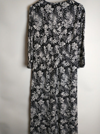 Long Tall Sally Black Ditsy Floral Midi Dress Size 16 **** V95