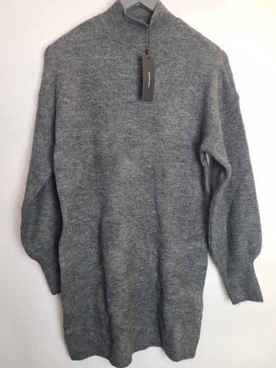 Vera Moda Womens Grey Long Sleeve Knitted Jumper Dress Size XS **** V218