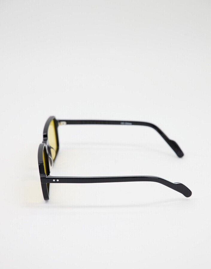 Spitfire Cut Thirty Two unisex square sunglasses in black with yellow lens.  K4