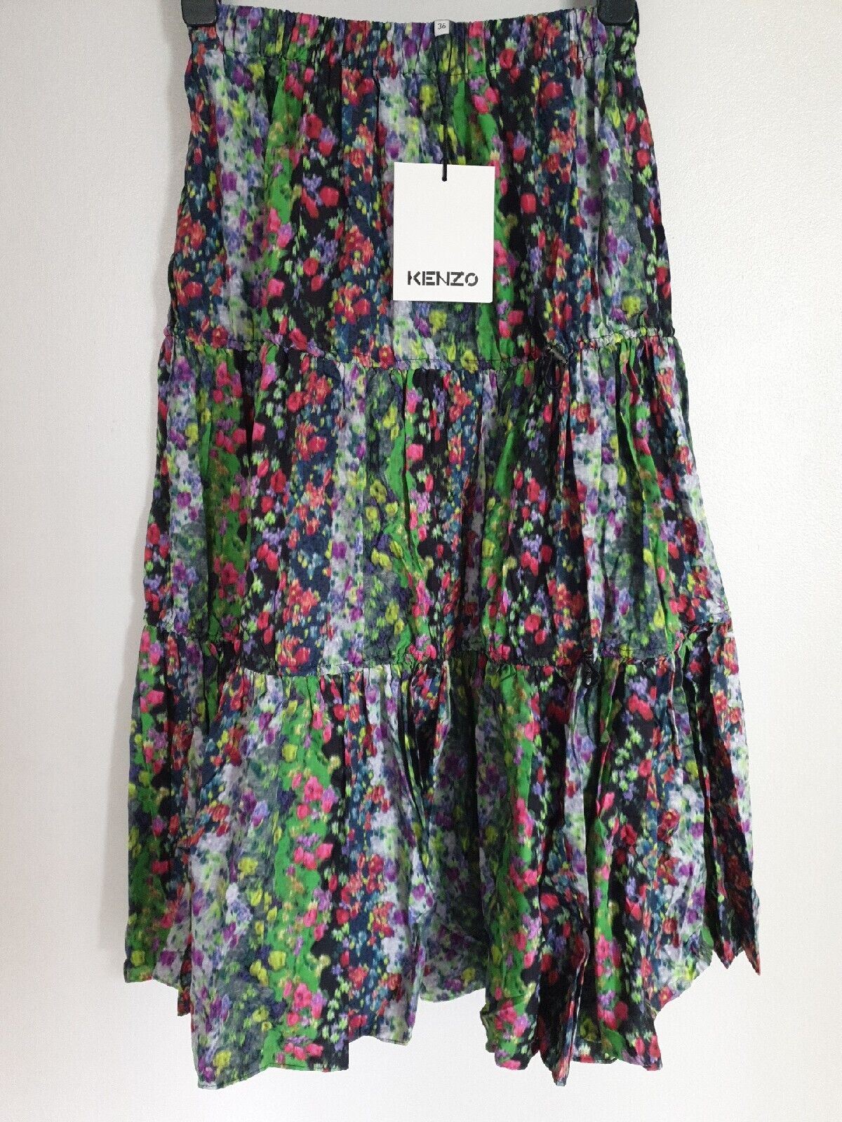 Kenzo Multi Coloured Elasticated Waist Skirt Midi Size 36****Ref V435