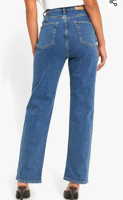 na-kd Straight Leg High Waisted Jeans Mid Blue Size 10****Ref V539