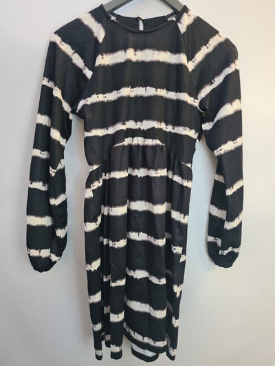 River Island Black Stripe Tie Dye Mini Dress Size 6 **** V220