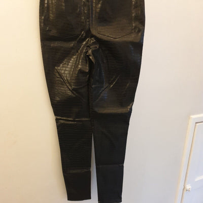 Missguided Black croc Faux Leather Trousers Uk6 High Waisted****Ref V80