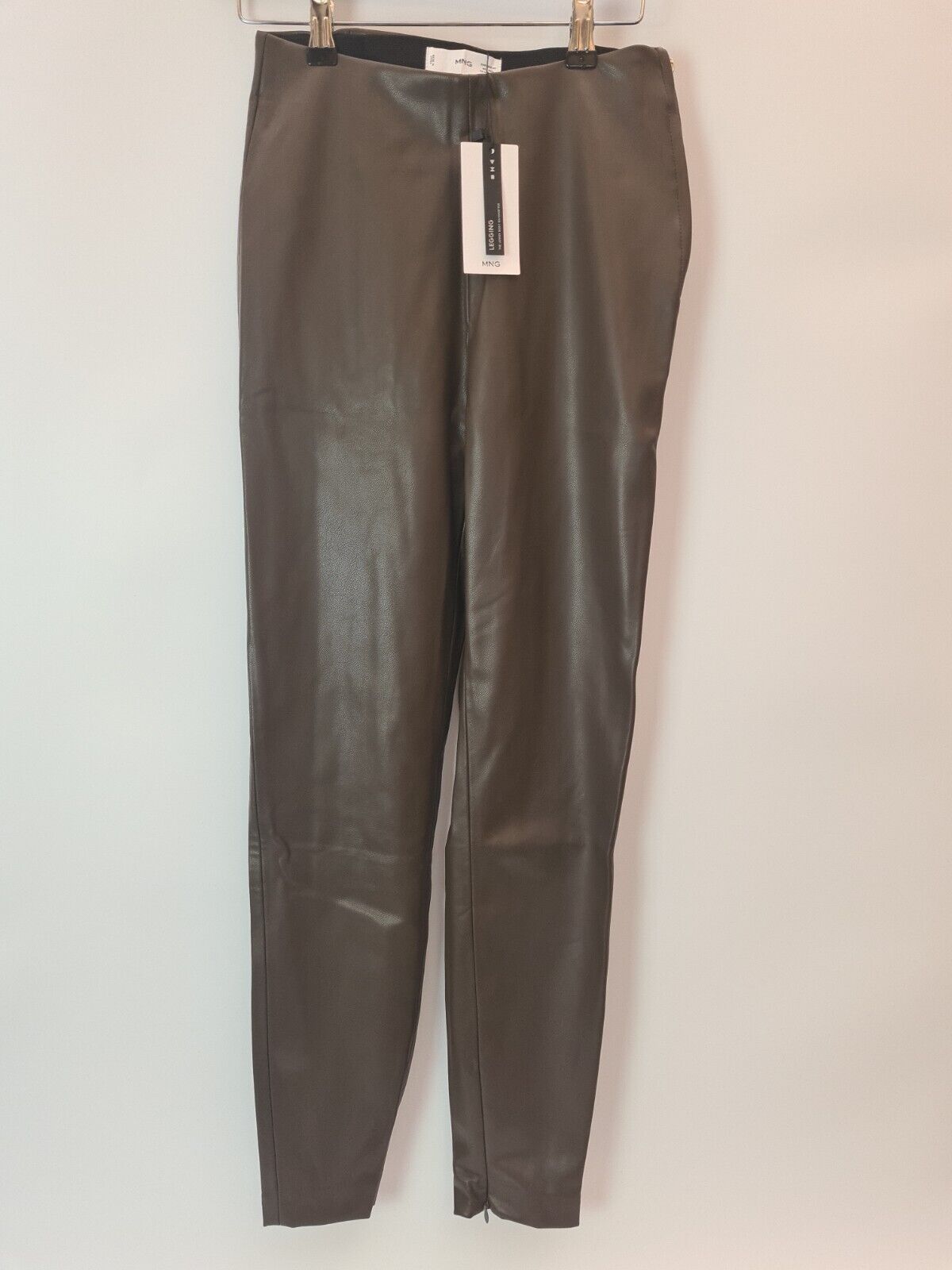 Mango Leather Effect Leggings With Split Hems Brown Size XSmall Womens **** V27