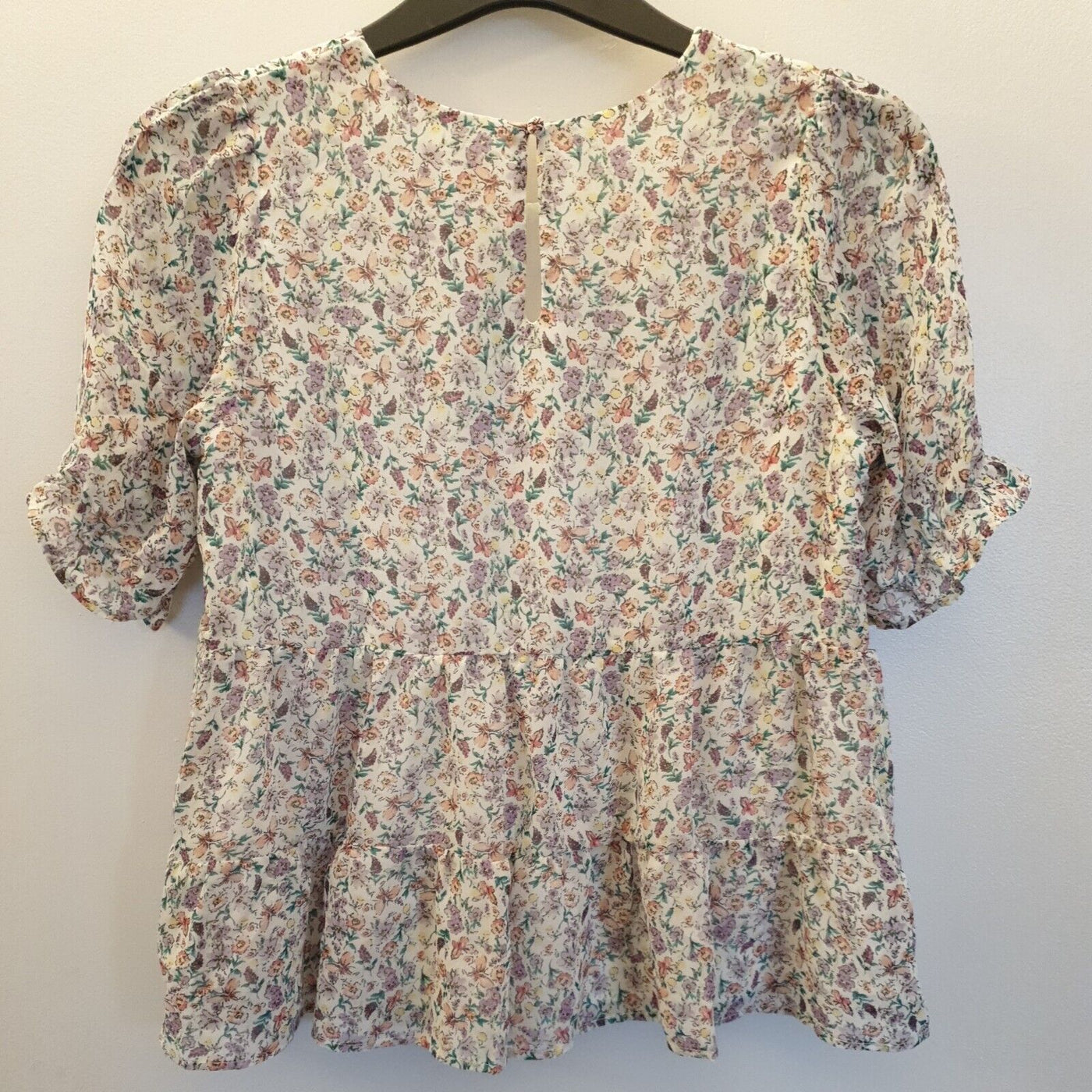 Apricot Floral Print Blouse Cream Size 10****Ref V236