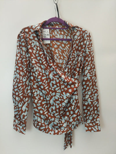 Quiz Wrap Blouse. Brown. UK 12. ****Ref V27