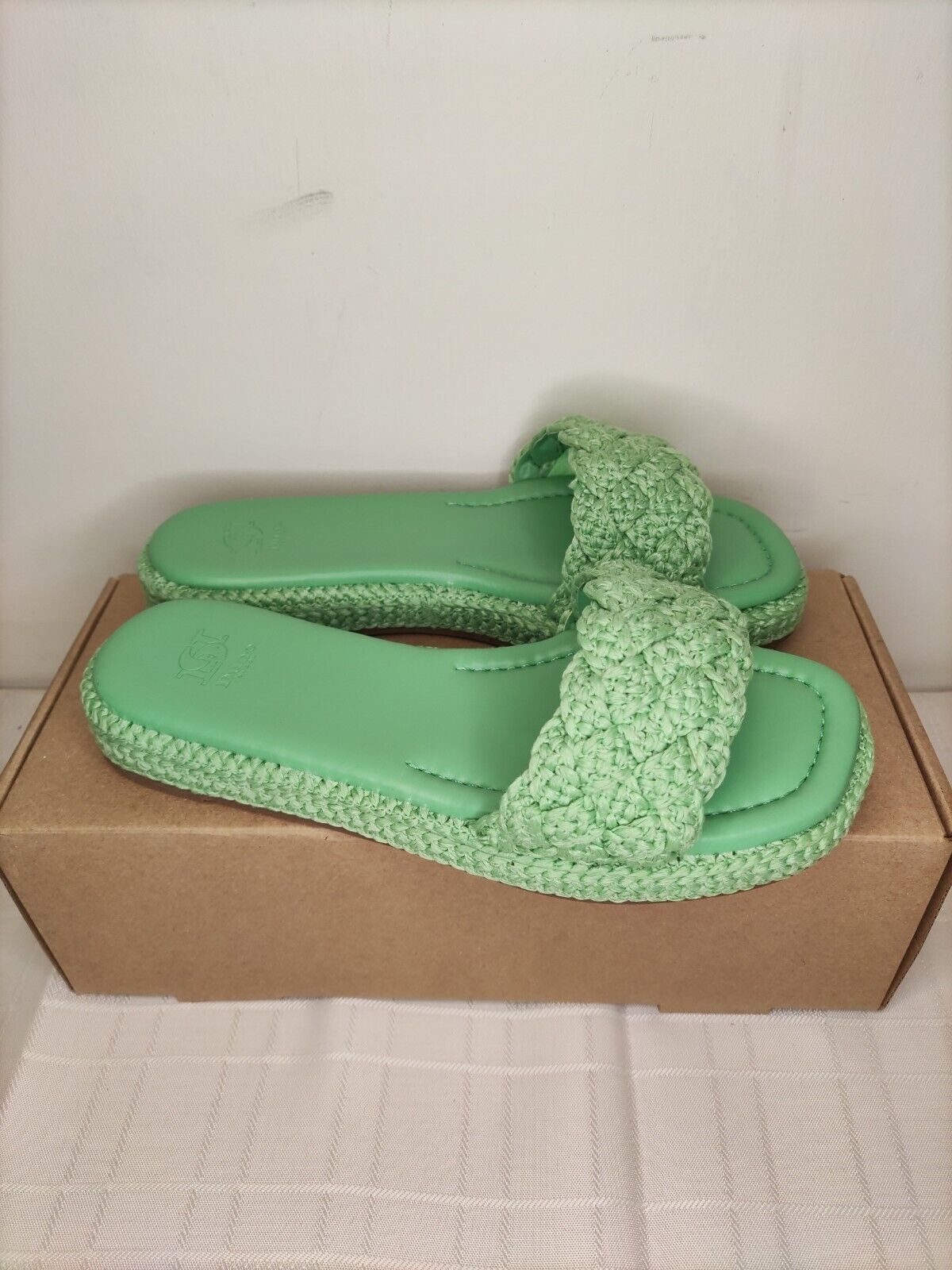 Dune LondonLakeview Crochet Slide Sandal. Green. UK 8 ****RefVS1