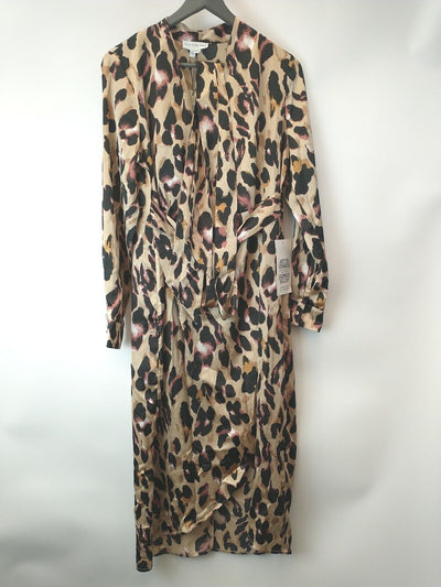 Never Fully Dressed Brown Leopard Wrap Dress. UK 8 **** Ref V183
