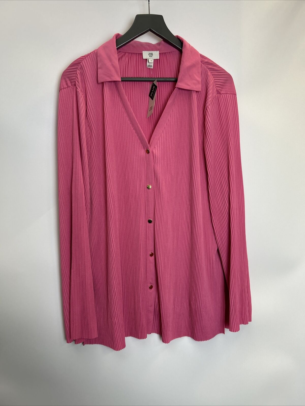 River Island Pleated Shirt - Pink. UK 20 **** Ref V35